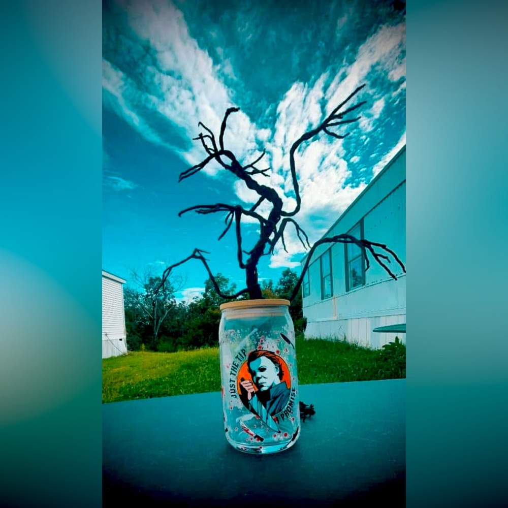 UV DTF Michael Myers glass cup